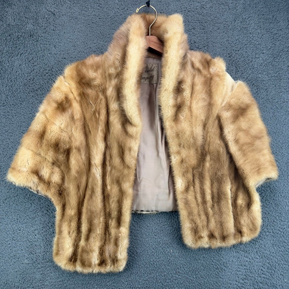 Marshall Field & Company Vintage Real Mink Fur Stole Wrap Cape Brown Lucile West